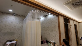 대구병원커튼  210+140 (라운드) 커튼 높이 망사포함 200cm 시공비별도, 레일, 레일배송비포함 (SAN) : 삼덕동닷컴