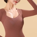 여성 기모 내복 히트텍 히트택 발열 내의 할머니 웜 웨어 얇은 보온 속옷 브래지어 플리스 따뜻한 바디 탑 벨벳 겨울 셔츠 : 해외직구존