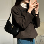 떡볶이 라운드 노카라 울 숏 코트 겨울 여자 : TTOOM2030