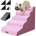 Dog Stairs for Small Dogs to high beds 5 Steps 24 inch pet ramp 1830 CouchBed 2 Pcs Pink Grey Wash : 글로벌다다다