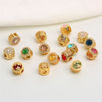 베트남어 모래 금 마이크로 포장 지르콘 스페이서 비즈 금도금 구리 DIY 레드 로프 팔찌 목걸이 오일 드립 스페이서 비즈 액세서리 : 새봄새봄