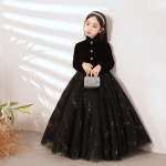 유아 초등여아 고학년 심플 블랙 롱드레스 여아 화동 롱 원피스 주니어 연주회 : 매니아바이