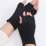 남자니트장갑 여성니트장갑 겨울 스마트폰 터치 레이어드 패션 니트레이스 짜임 핸드워머 반장갑 : 삶의이유다섯