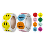 서비스 답례품 땡큐 감사 스마일 롤 스티커 선물 포장 다꾸 500매 : 더공감몰