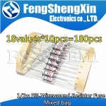 18valuesX10pcs = 180pcs 1/2w 5% 권선 저항 퓨즈 혼합 백 0.33R ~ 39R 키트 0.5R 1R 2.2R 3.3R 4.7R 5.1R 10R 22R 30R : 라온상사236