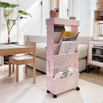 마켓비 이동식 3단 책꽂이 트롤리 틈새 북카트 ALON 회전책장 : 에브리데코