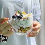 1+1 마미노 요거트볼 450ml 강화유리 시리얼볼 손잡이 머그 예쁜 큰컵 : 눌세라믹