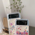 갤럭시 Z플립 5 플립 4 지플립 3 핸드폰 폰 케이스 커버 2 1 용 럭셔리 블링 퀵샌드 귀여운 글리터 소프트 투명 : 해외직구존