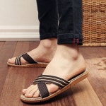 크로스 린넨 슬리퍼 브라운 M 모텔 호텔 사무실 회사 : 하하투게더