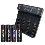 몬스터파워 21700 배터리 4개 4구충전기 세트 C타입 5000mAh : 대륙의 실수-