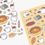 [말랑앤뚠뚠] 뚠냥이와 라뚠이 맛있는 분식 씰스티커 : 말랑앤뚠뚠