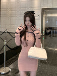 여성 미니스커트 미니원피스 가 겨울 위한 블랙 니트 드레스 슬림핏 내부 레이어링과 : 무덕이네