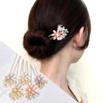 (디어 블리에) 플라워 골드 나비 진주 심플 비녀 / 5가지 색상 : 디어 블리에