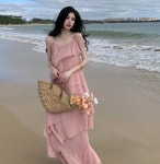 핑크 프릴나시원피스 케이크 비치원피스 : 인디안써머