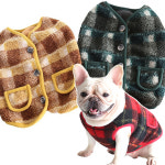 체크 무늬 털 조끼  강아지 고양이 반려동물 겨울 옷 귀여운 따뜻한 : 빵떡shop