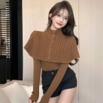여성용 가을 예쁜 어깨숄 니트 티셔츠 세련된룩 숄 케이프 니트 스웨터 Nru124LJT1 : 한국동형 주식회사
