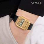 카시오 남녀공용 복고풍 레트로 빈티지 스퀘어 캐주얼 디지털 우레탄 시계 A100WEFG-9A : 스타샵7