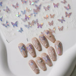 파스텔 홀로그램 자개 나비 네일스티커 : 와츄어네일