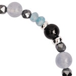 델릭서 아쿠아마린 오닉스 실버 팔찌-유기견 후원 기부 은 남자 여자 학생 우정 커플 : 델릭서