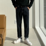 남자 요티 사계절 히든밴딩 테이퍼드핏 스판 데님팬츠 : 피팅남