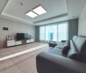 (실측커튼설치포함)38평대 거실이중커튼 3중암막 민트 형상기억5폭(가로750cm) + 차르르화이트(가로480cm) 쉬폰2배주름 : 제이앤케이... 