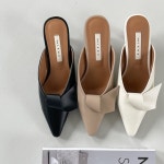 [G2807] SAEROI 여성 뮬 5cm 리본 힐 슬리퍼 : 새로이클라쓰