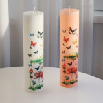 원기둥 나비 양초 1박스(20개) 6color 나비초 컬러 캔들 불교양초 사찰초 기도초 : 비비제이스토어