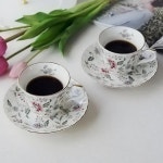 도자기 커피잔 빈티지 꽃 플라워 홍차잔 받침 2인 세트 : 라라스쇼핑
