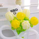 요술 풍선 꽃풍선재료 튤립 꽃다발 재료 DIY 만들기 파스텔 옐로우 : RONA PARTY