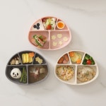 [포프베베] 속뚜껑 보온 비말 방지 충치 예방 유아 이유식 아기 흡착 실리콘 식판 : 포프베베