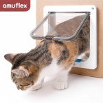 고양이 방문 펫 도어 고양이 출입문 고양이 중문 화이트 S : amuflex