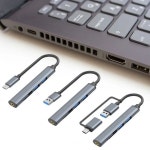 USB C타입 멀티허브 분배기 허브 SDTF 카드 리더기가 있는 C 오디오 3.5MM 잭 고속 도킹 스테이션 윈도우즈 맥 OS 리눅스용 5 인 1 : 리헤이몰
