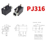 스테레오 헤드폰 잭 소켓 헤드폰용 오디오 너트 PJ-316M PJ-316 PJ316 PJ316M 3 핀 3.5mm 5/10 개 : 용산유통