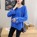 크롭니트 골지니트 H9518 가을/겨울 여성 풀오버 스웨터 롱니트 울니트 : 보이팔