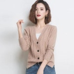 여자니트 롱니트 여성용 긴팔 V넥 짧은 니트 어깨트임니트 꽈배기니트 : 보이팔