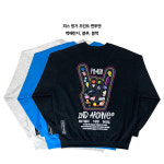 2ndarchive 세컨아카이브 플라워 곰돌이 프린트 스카치 남자 오버핏 맨투맨 티셔츠 : 아마핏