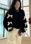 [샐리즈러] 봄신상 리본 맨투맨  발레코어룩 발레코어맨투맨 발레코어리본 : 샐리즈러