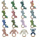 딸랑이 1pc 아기 나무 장난감 크로 셰 동물 공룡 Teether 체육관 음악 반지 신생아 유모차 물건 : 해외직구시아몰