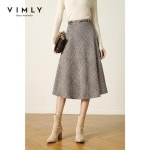 퀼팅스커트 패딩롱스커트 여성용 Vimly 격자 무늬 기모스커트 새틴스커트 : 보이팔