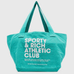 스포티앤리치 에코백 로고 프린트 코튼 피트니스 캔버스 아이보리 블랙 컬러 토트백 가방 : 어썸우즈 부띠끄