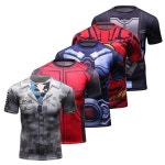 주짓수 래쉬가드 남성 캐주얼 티셔츠 훈련 체육관 피트니스 복싱 프린트 빠른 건조 통기성 반팔 상의 여름 MMA 레쉬가드 : 파츠픽