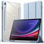 갤럭시탭 S9 FE 플러스 케이스 호환 커버 10.9 S9FE + 12.4 S8Plus A9 8.7 S6 라이트 10.4 S 펜꽂이 트라이 폴드 스탠드 태블릿 : 나인드림