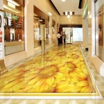 접착식 바닥 벽지 현대 해바라기 식물 꽃 3D 타일 벽화 거실 침실 홈 장식 스티커 : 와우굿마트