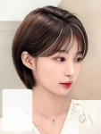 귀여운 인모가발 단발 짧은 머리 숏단발 숏컷 상고 여자 커트 작은 헤어피스 : 5시즌스토어
