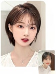 귀여운 인모가발 단발 짧은 머리 숏단발 숏컷 상고 여자 커트 작은 헤어피스 : 5시즌스토어
