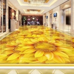 접착식 바닥 벽지 현대 해바라기 식물 꽃 3D 타일 벽화 거실 침실 홈 장식 스티커 : 와우굿마트