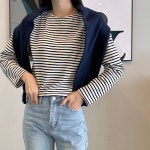 스트라이프티셔츠 여성긴팔면티 : 디클로젯샵