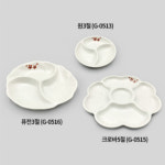 국산 그린 메라민 동백 크로바 5절 접시 G-0515 업소용 5칸 나눔 그릇 g0515 : 온라인키친