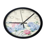 벽걸이전자시계 벽걸이led시계 수국 수채화 식물 라운드 거실벽시계 화장실시계 : 엔쵸이마켓