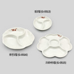 국산 그린 메라민 동백 원3절 접시 G-0513 멜라민 나눔 접시 3칸 그릇 g0513 : 온라인키친